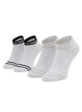 Pack Socken Calvin Klein Jeans Quarter Weiß und Grau