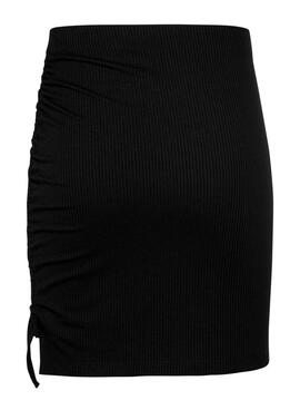 Rock Tommy Jeans Gathering Rib Mini Schwarz für Damen