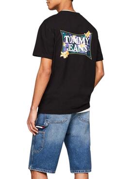 T-Shirt Tommy Jeans Flower Regular Schwarz für Herren.