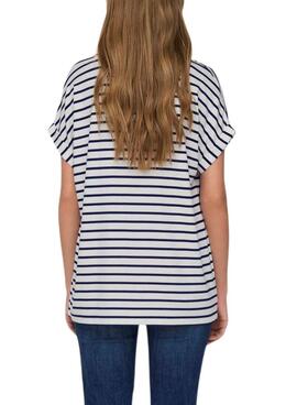 T-Shirt Only Moster V-Neck Streifen Marineblau für Damen