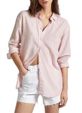 Bluse Pepe Jeans Philly Leinen Rosa für Damen