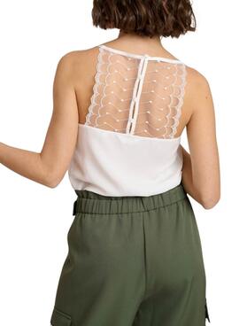 Top Naf Naf Weißes Spitzenoberteil für Damen