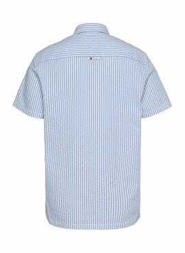 Tommy Jeans Hemd  Stripe Seersucker Blau Für Herren