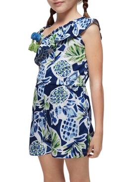 Overall Mayoral blaues bedrucktes Kleid für Mädchen