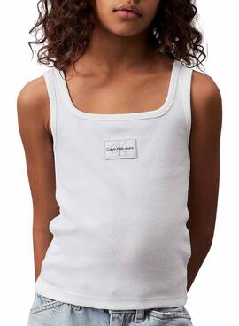 T-Shirt Calvin Klein Rib Badge Weiß Mädchen