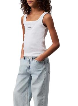 T-Shirt Calvin Klein Rib Badge Weiß Mädchen