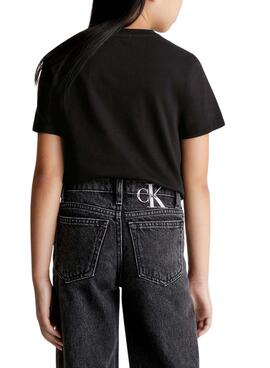 T-Shirt Calvin Klein Mini Badge Schwarz Kinder Mädchen