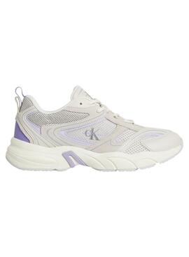 Sneaker Calvin Klein Jeans Retro Tennis Weiß und Lila für Frauen