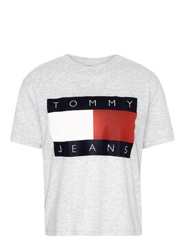 T-Shirt Tommy Jeans Flag Grau Für Damen