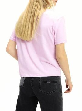 T-Shirt Tommy Jeans Flag Pink Für Damen