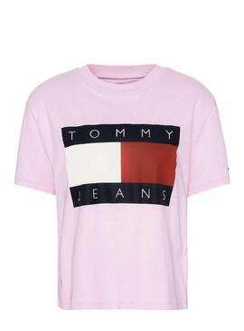 T-Shirt Tommy Jeans Flag Pink Für Damen