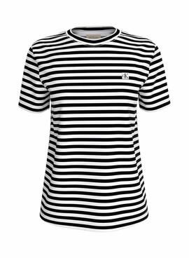 T-Shirt Calvin Klein Jeans gestreift schwarz und weiß für Damen
