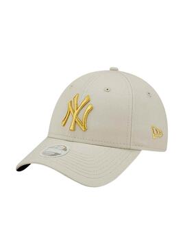 Mütze New Era Metallic Logo Beige und Gold für damen und herren
