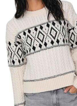 Pullover Only Marent weiß und schwarz für damen