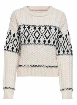 Pullover Only Marent weiß und schwarz für damen