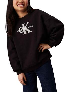 Sweatshirt Calvin Klein Jeans Teddy Monolog in Schwarz
