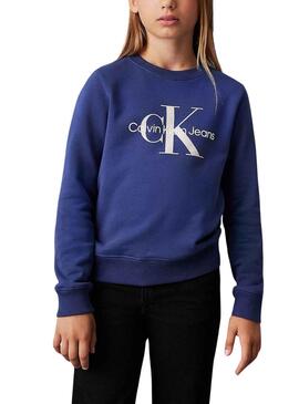 Sweatshirt Calvin Klein Monogramm blau für Kinder
