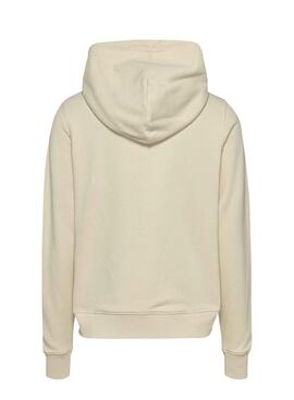 Sudadera Tommy Jeans Essential Logo mit Kapuze in Beige für frauen