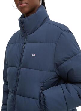 Jacke Tommy Jeans Crop Essential gesteppte marineblau für damen