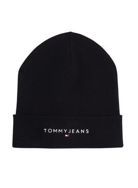 Mütze Tommy Jeans Logo bestickte schwarze für frauen