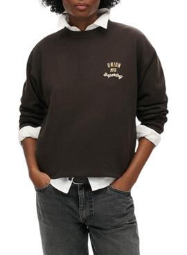 Sweatshirt Superdry Workwear Embroider Loose Schwarz für frauen