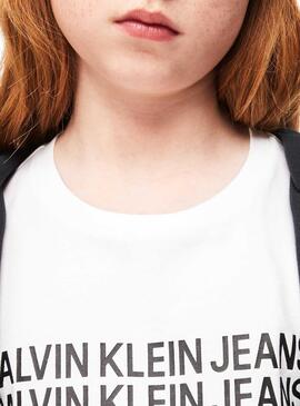 T-Shirt Calvin Klein Triple Logo Weiß Für Mädchen