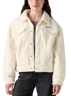 Jacke Levis Sherpa Boxy Fit Beige für Mädchen