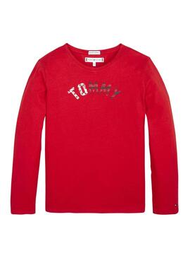 T-Shirt Tommy Hilfiger Essential-Logo Rot Mädchen