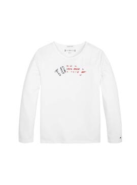 T-Shirt Tommy Hilfiger Essential Logo Weiß Mädchen