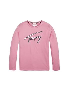 T-Shirt Tommy Hilfiger Signature Pink Für Mädchen