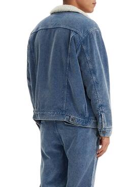 Jacke Levis Trucker Sherpa Cord Blau für Männer