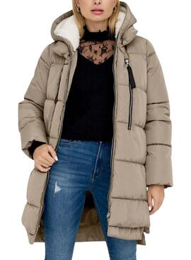 Langer gesteppter Mantel Only New Nora Lang Taupe für frauen