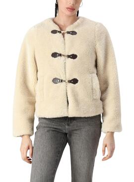 Jacke Vila Vishup Kunstfell Beige für frauen