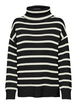 Only schwarze Queenie-Streifen-Trikot für Frauen.