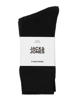 Drei Paar schwarze Jack and Jones Socken für Herren.