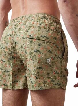 Badehose Altonadock grün mit Hawai Muster für Herren