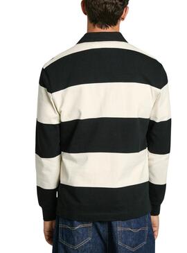 Polo Pepe Jeans Brandon Streifen weiß und schwarz für Herren.
