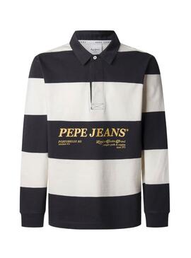 Polo Pepe Jeans Brandon Streifen weiß und schwarz für Herren.