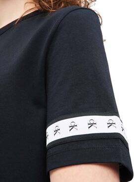 T-Shirt Calvin Klein Monogram Tape Schwarz Dam