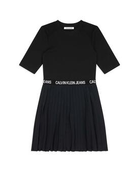 Calvin Klein Plissee Schwarzes Kleid Damen