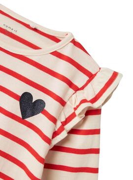 T-Shirt Name It Tovelina in rot und beige für Mädchen