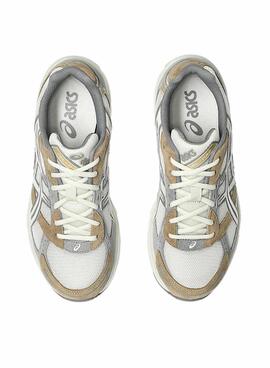 Turnschuhe Asics GEL-1130 weiß und beige für Herren und Damen.