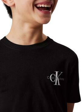 T-shirt Calvin Klein Jeans Monologo schwarz Kinder.