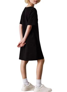 Kleid Hemdbluse Calvin Klein Oversized Schwarz Mädchen