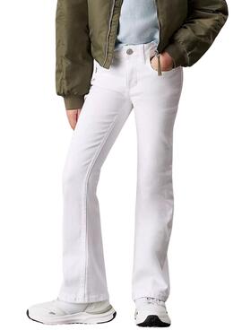 Hose Calvin Klein Mid Rise Flared weiß