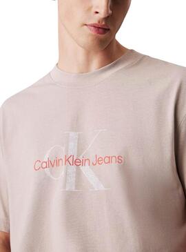 T-Shirt Calvin Klein Texturiertes Beige für Herren.