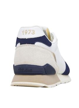 Sneakers Pepe Jeans Brit Ivy weiß und blau für Herren.