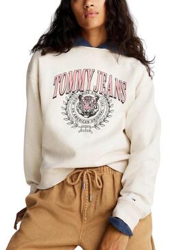 Tommy Jeans Varsity Tiger beige Sweatshirt für Damen
