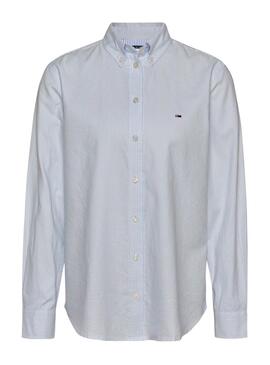 Tommy Jeans Oxford Streifenbluse in Blau für Damen