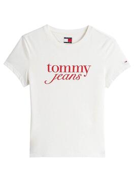 T-shirt Tommy Jeans Slim Essential in Weiß für Damen